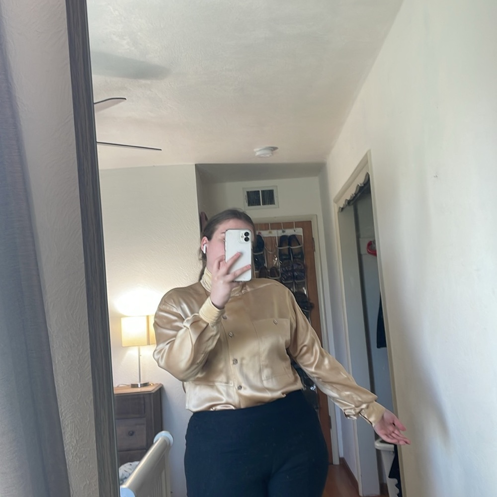 Escada silk champagne colored blouse
